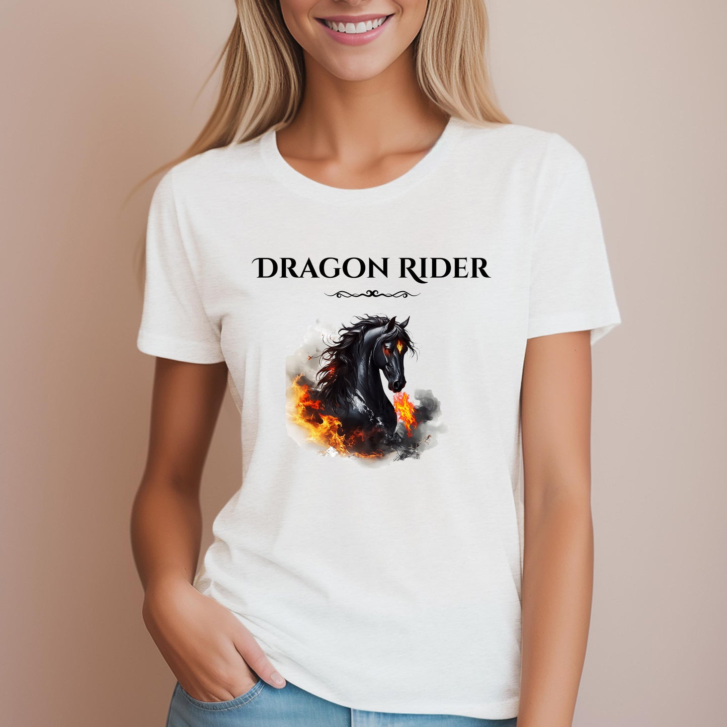 Dragon Rider Flaming Winged Horse Equestrian Fantasy Women's Relaxed Fit Tee
