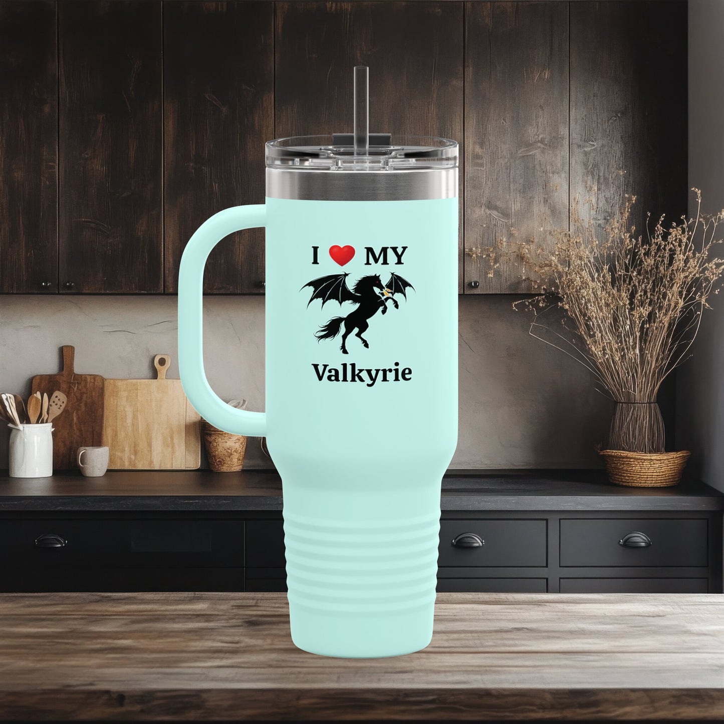 Personalized I Love My Dragon Horse Insulated Travel Mug