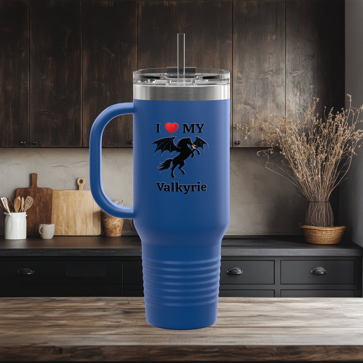 Personalized I Love My Dragon Horse Insulated Travel Mug