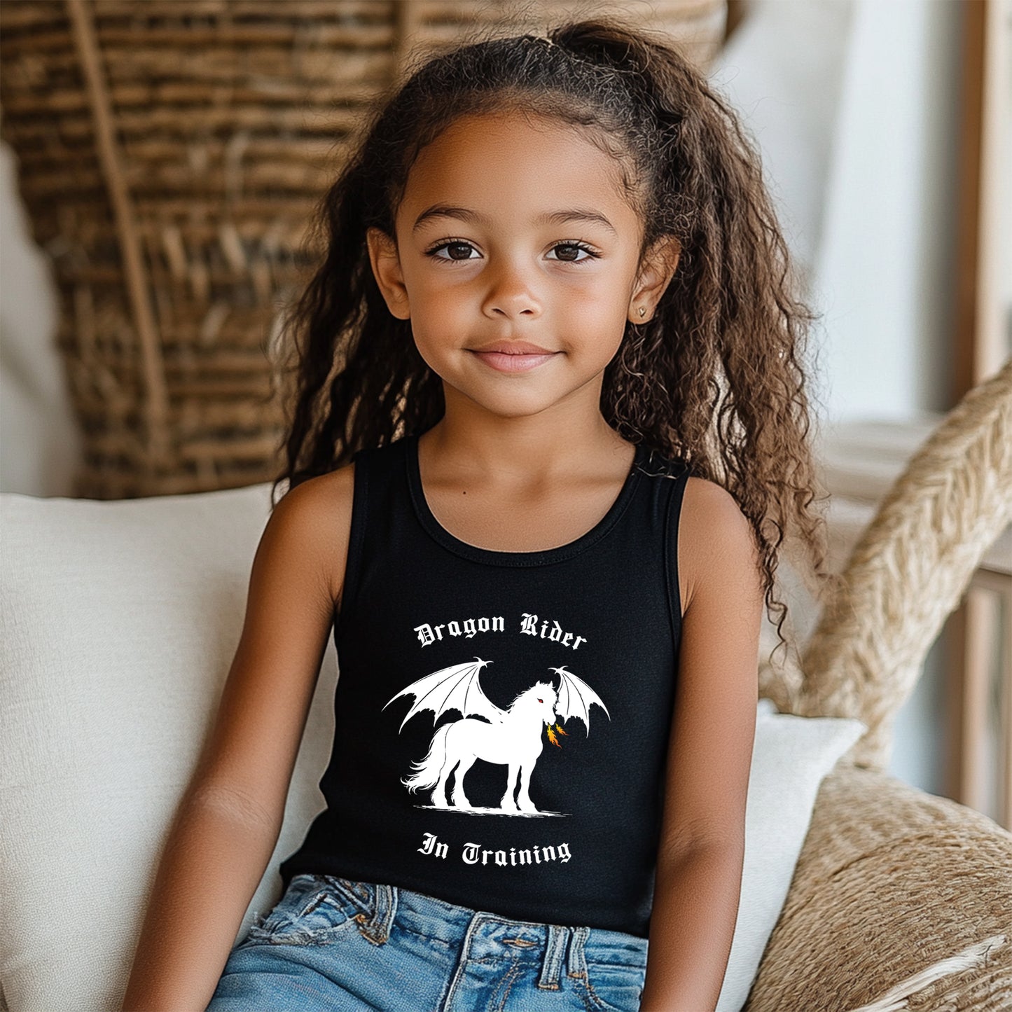 Dragon Rider In Training Winged Horse Fantasy Kid's Jersey Tank Top