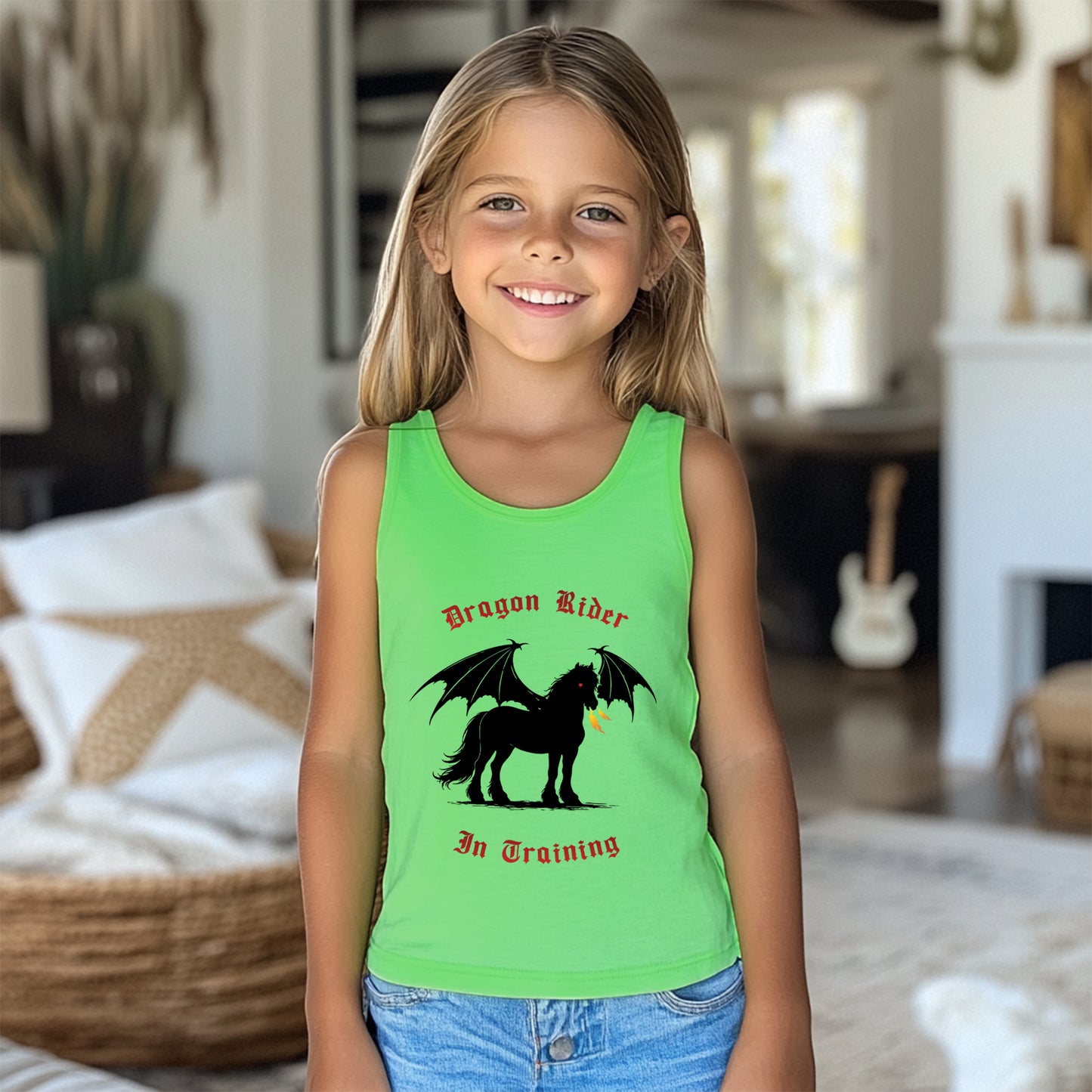 Dragon Rider In Training Winged Horse Fantasy Kid's Jersey Tank Top