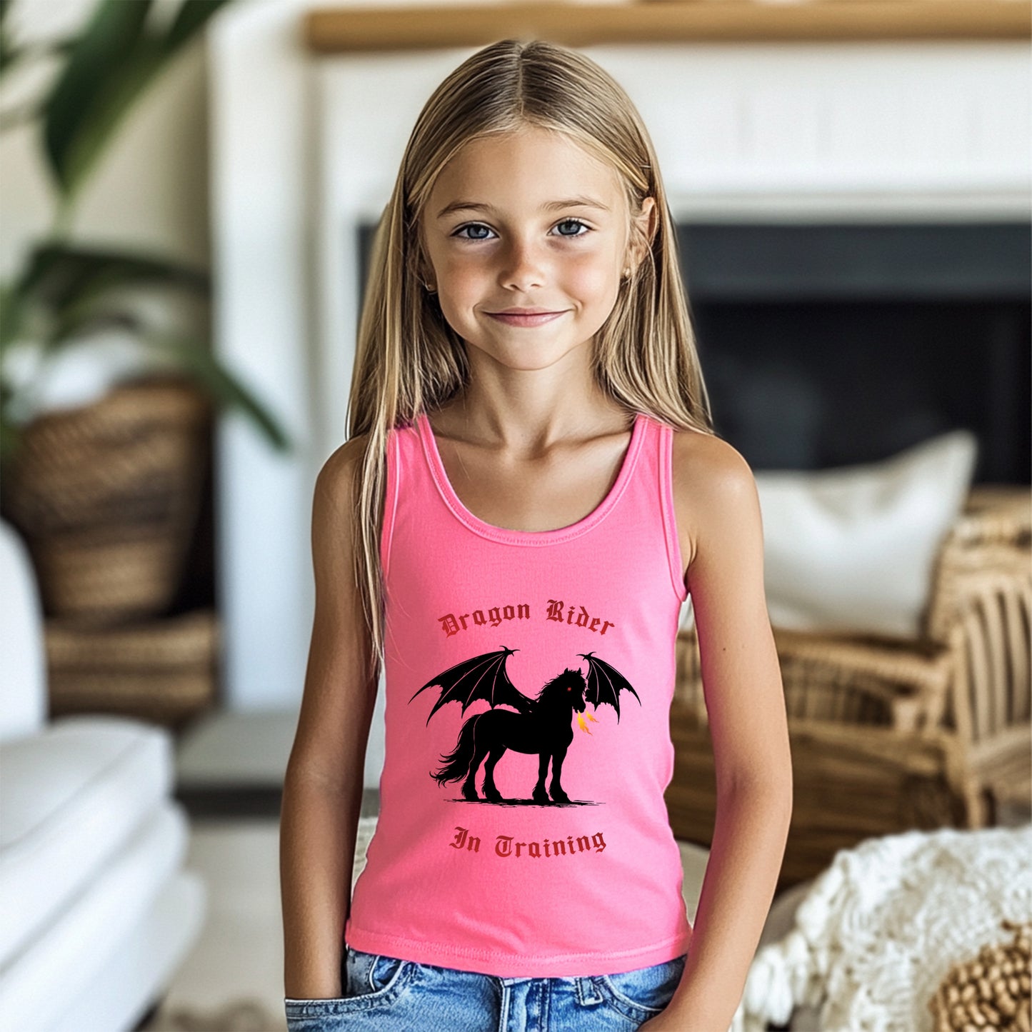 Dragon Rider In Training Winged Horse Fantasy Kid's Jersey Tank Top