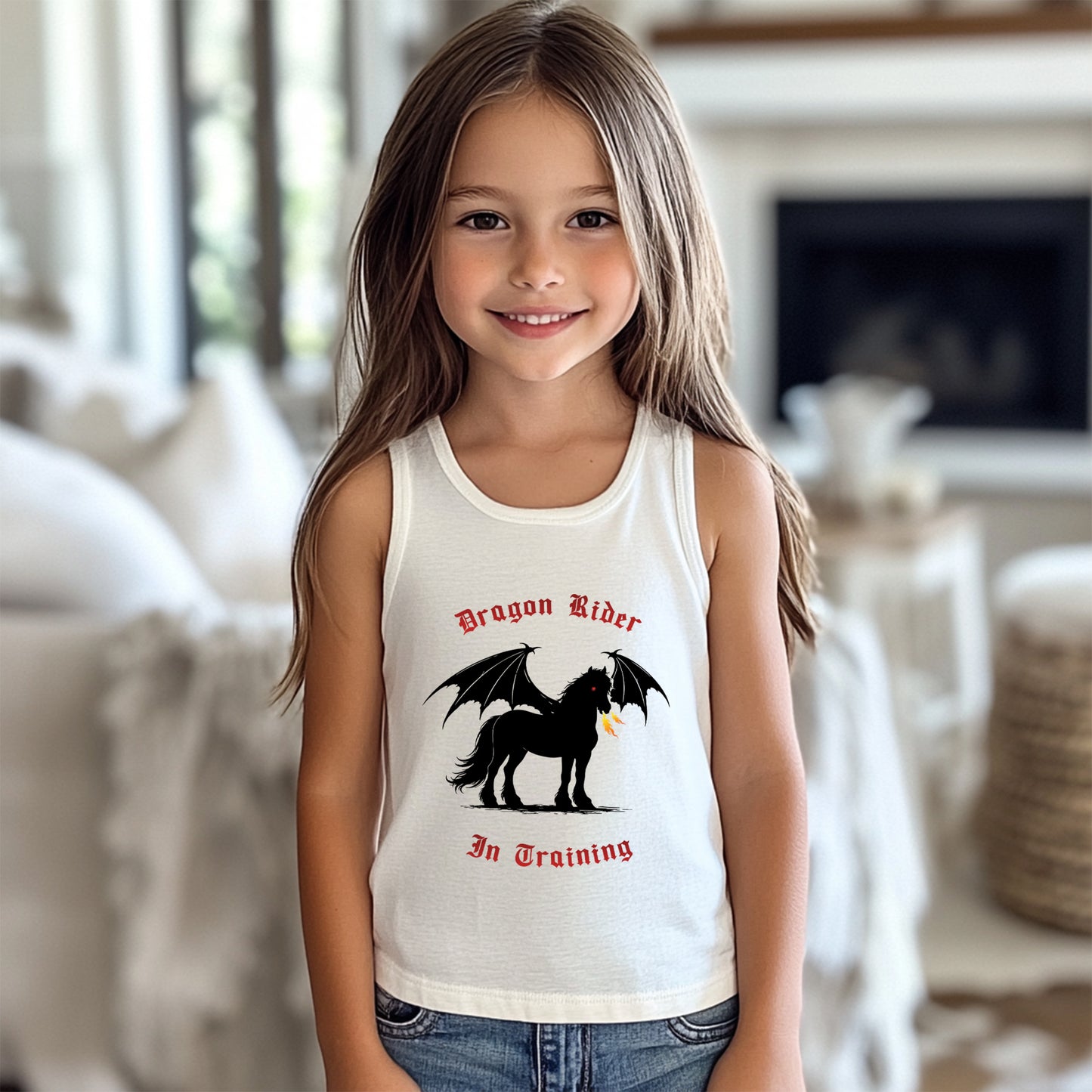 Dragon Rider In Training Winged Horse Fantasy Kid's Jersey Tank Top