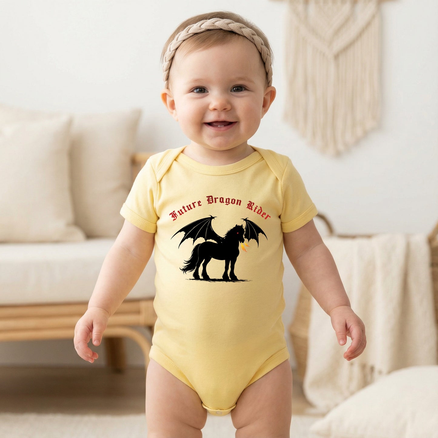 Future Dragon Rider Winged Horse Fantasy Equestrian Infant Fine Jersey Bodysuit