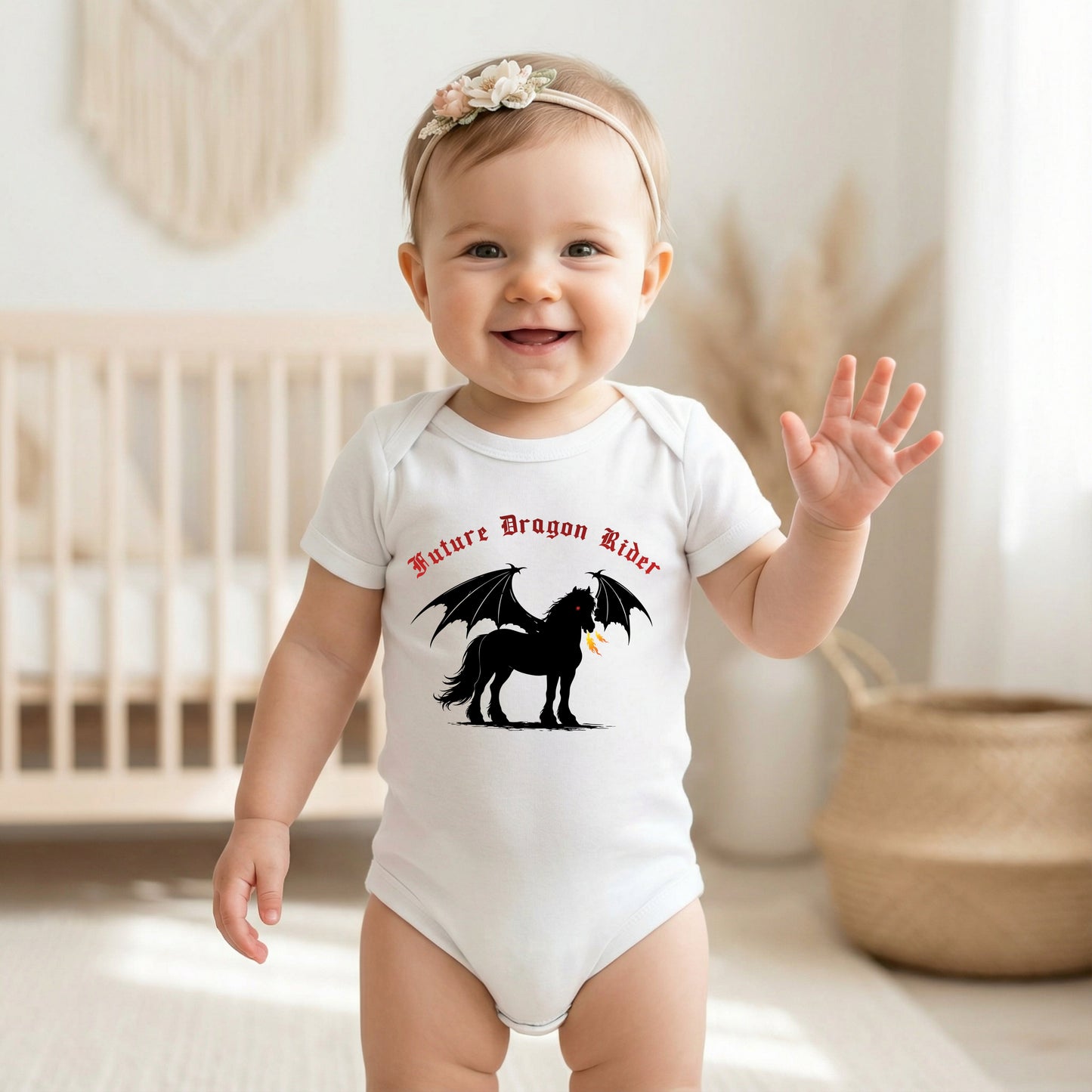 Future Dragon Rider Winged Horse Fantasy Equestrian Infant Fine Jersey Bodysuit