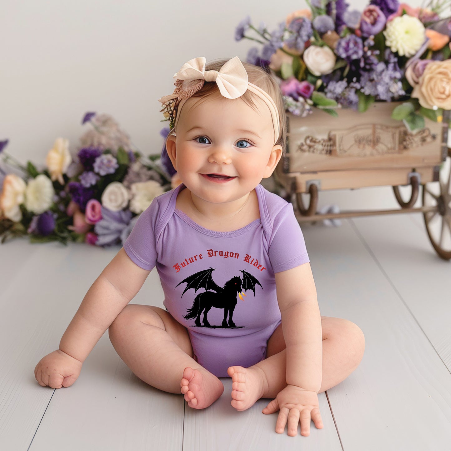 Future Dragon Rider Winged Horse Fantasy Equestrian Infant Fine Jersey Bodysuit