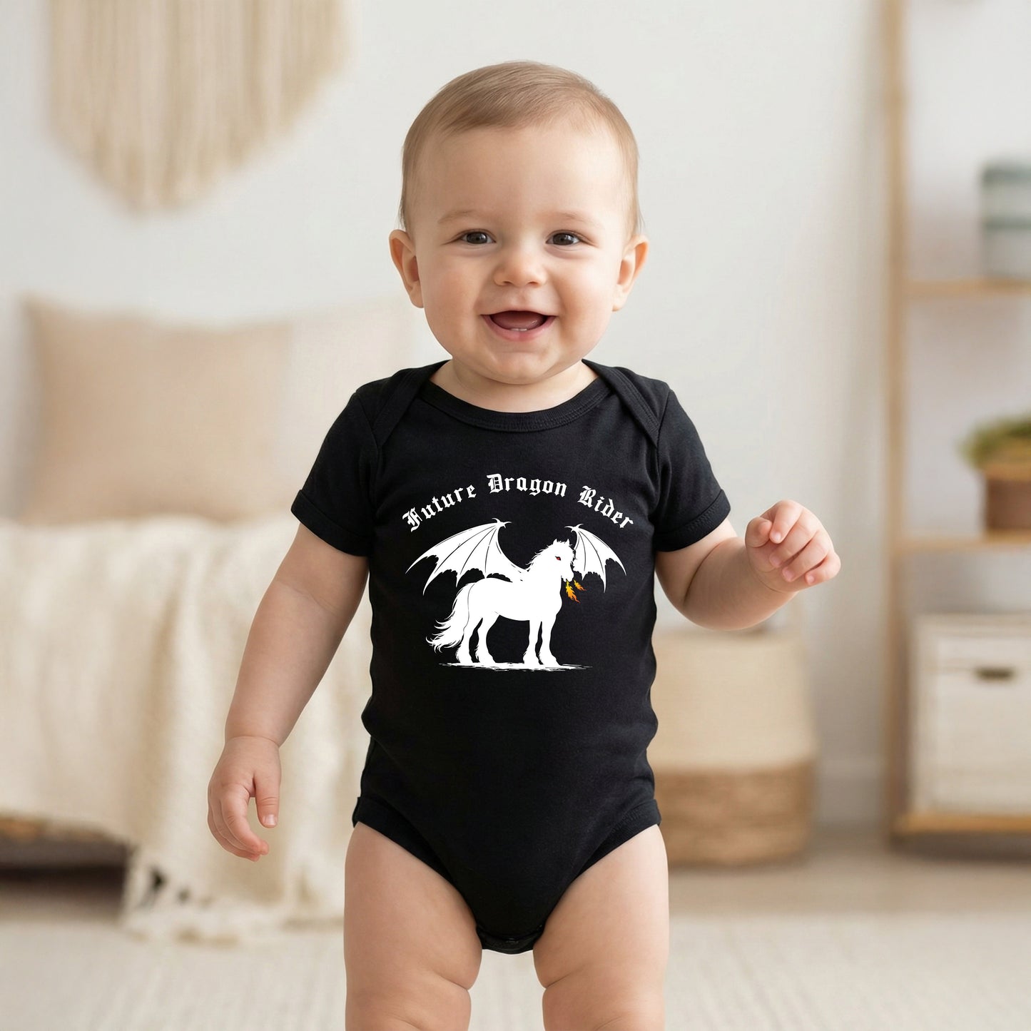 Future Dragon Rider Winged Horse Fantasy Equestrian Infant Fine Jersey Bodysuit