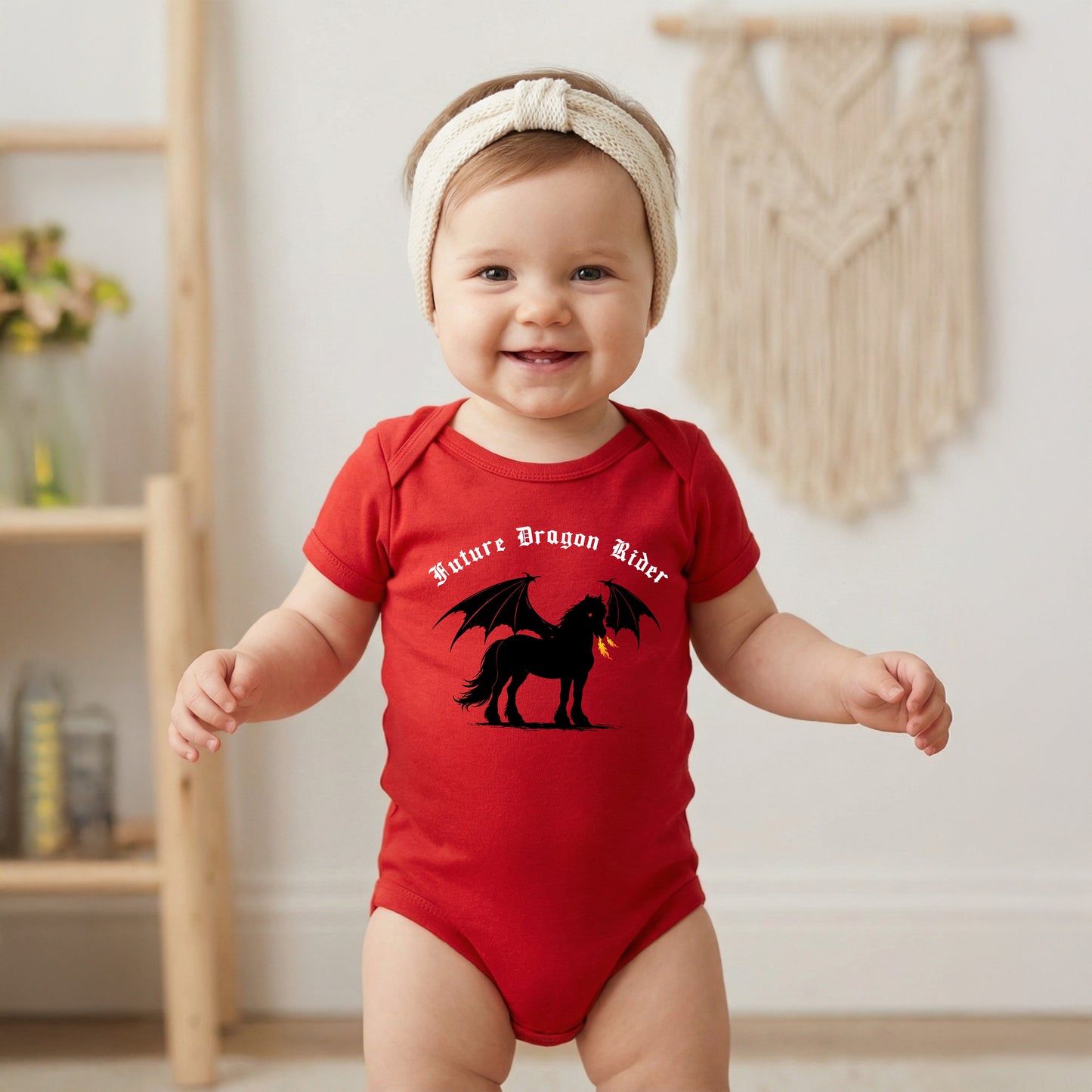 Future Dragon Rider Winged Horse Fantasy Equestrian Infant Fine Jersey Bodysuit