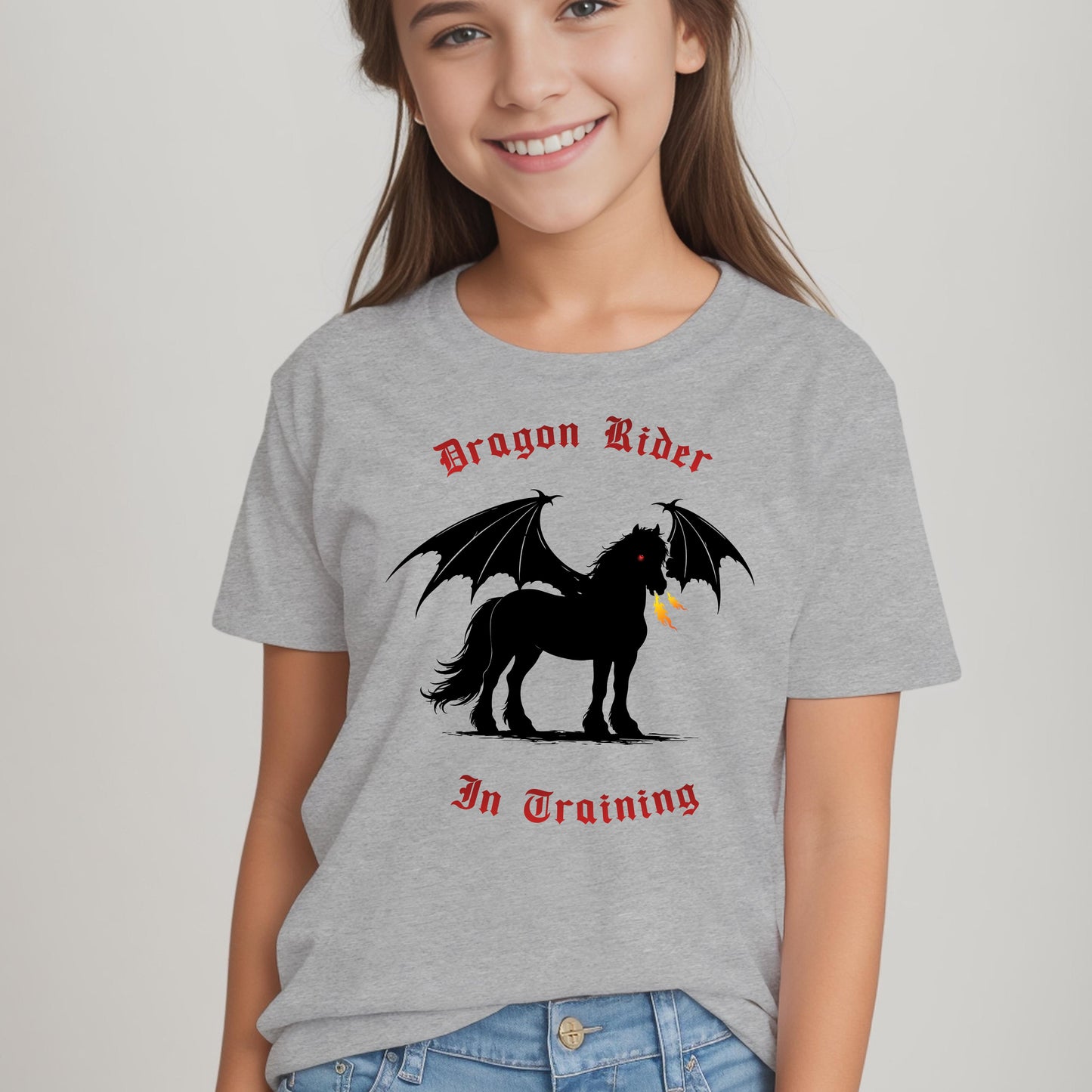 Dragon Rider In Training Winged Horse Fantasy Youth Short Sleeve Tee