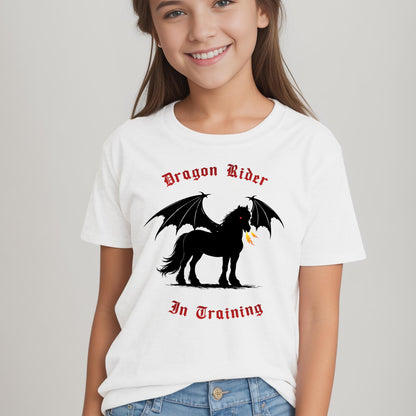 Dragon Rider In Training Winged Horse Fantasy Youth Short Sleeve Tee