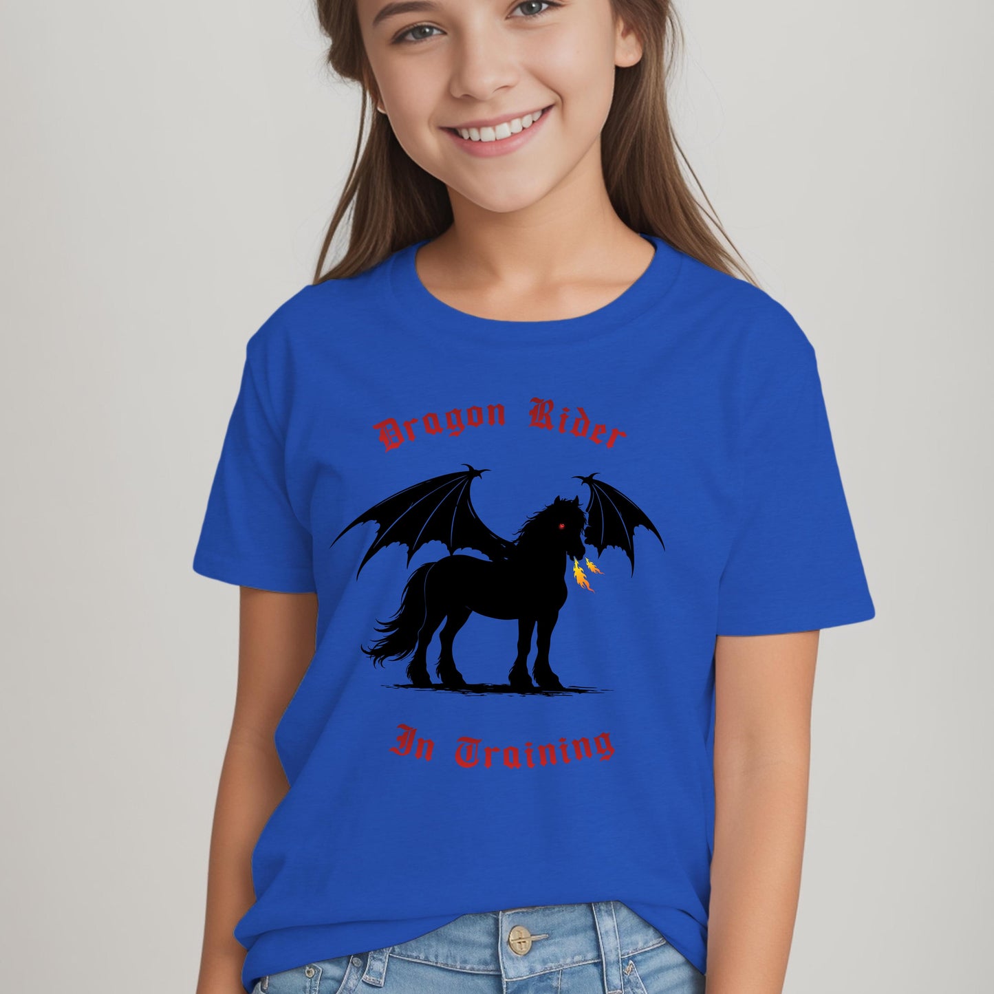 Dragon Rider In Training Winged Horse Fantasy Youth Short Sleeve Tee