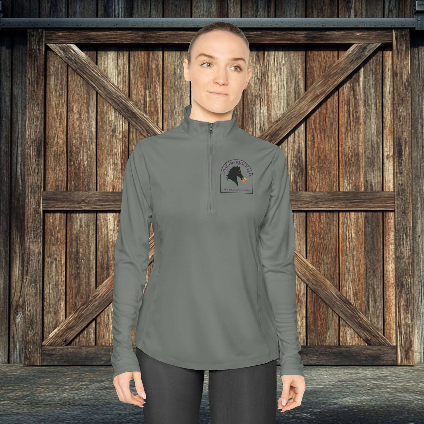 Dragon Rider Ltd Fire Breathing Horse Fantasy Equestrian Ladies Quarter-Zip Pullover