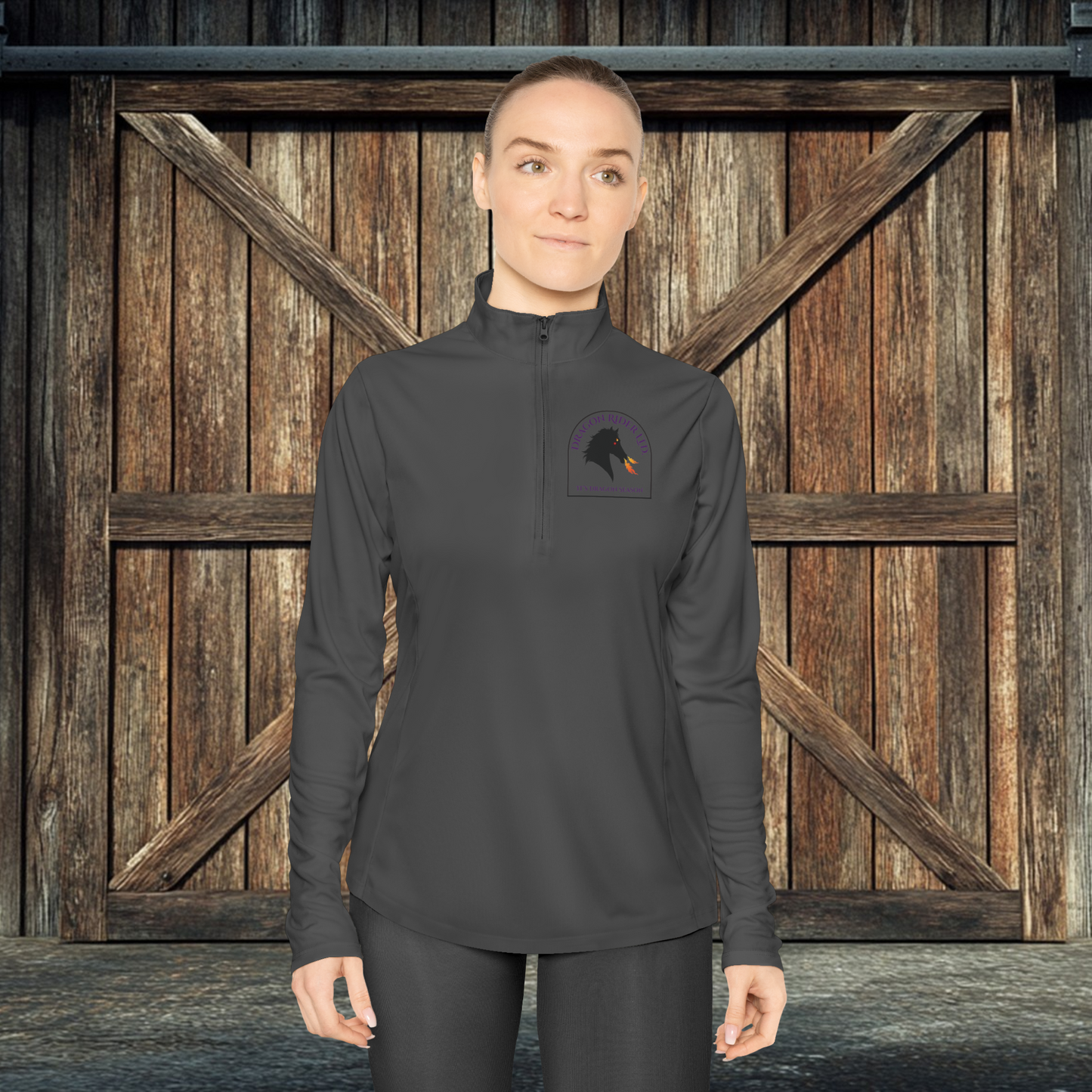 Dragon Rider Ltd Fire Breathing Horse Fantasy Equestrian Ladies Quarter-Zip Pullover