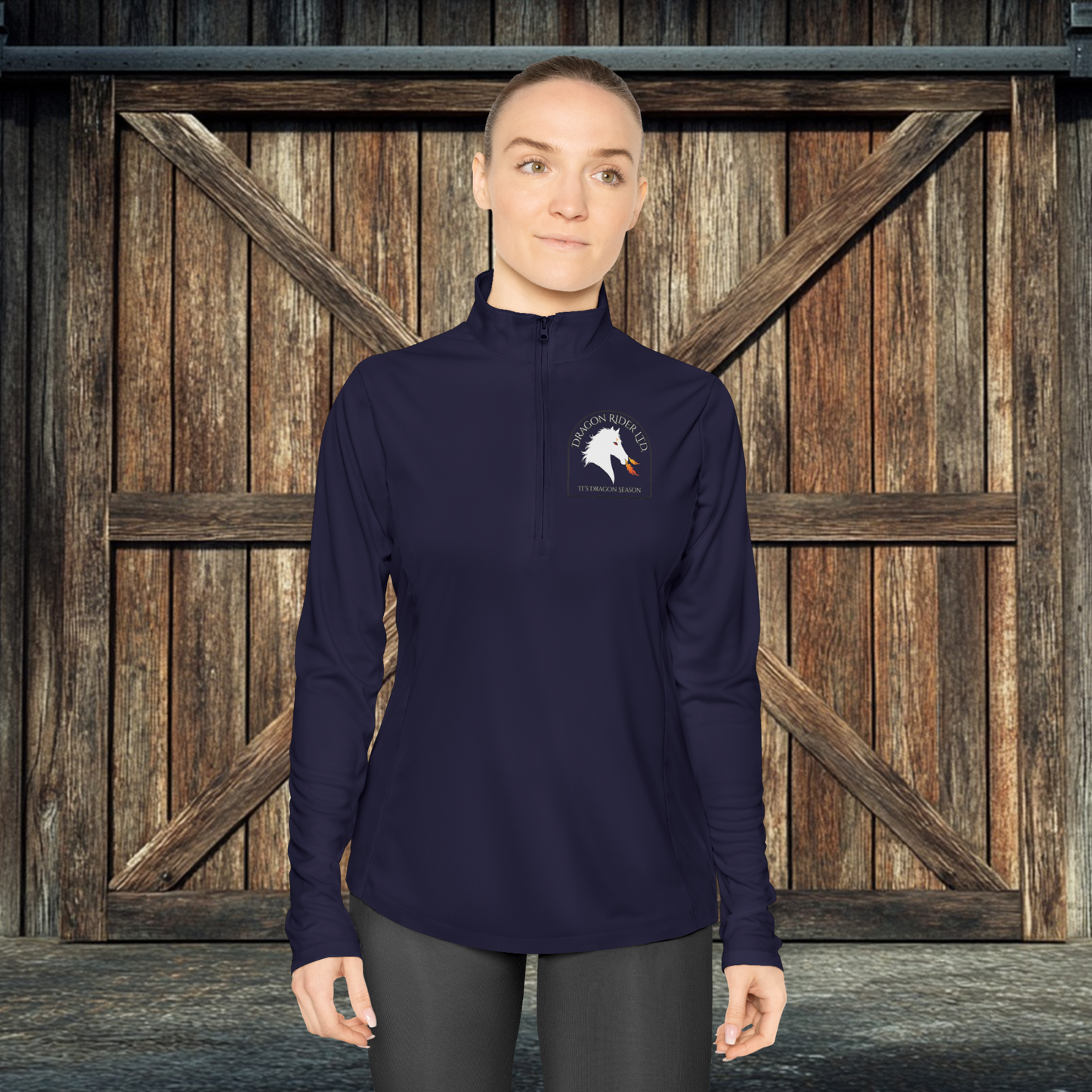Dragon Rider Ltd Fire Breathing Horse Fantasy Equestrian Ladies Quarter-Zip Pullover