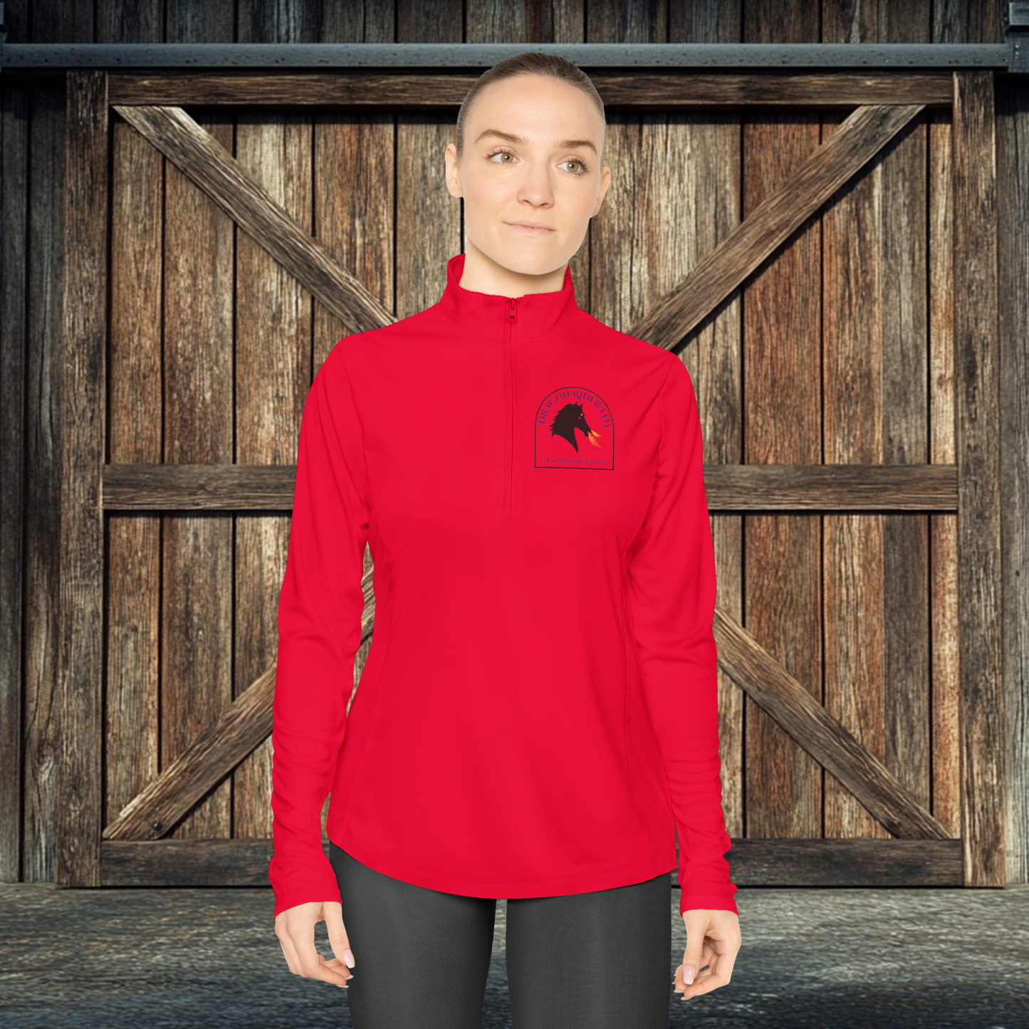 Dragon Rider Ltd Fire Breathing Horse Fantasy Equestrian Ladies Quarter-Zip Pullover