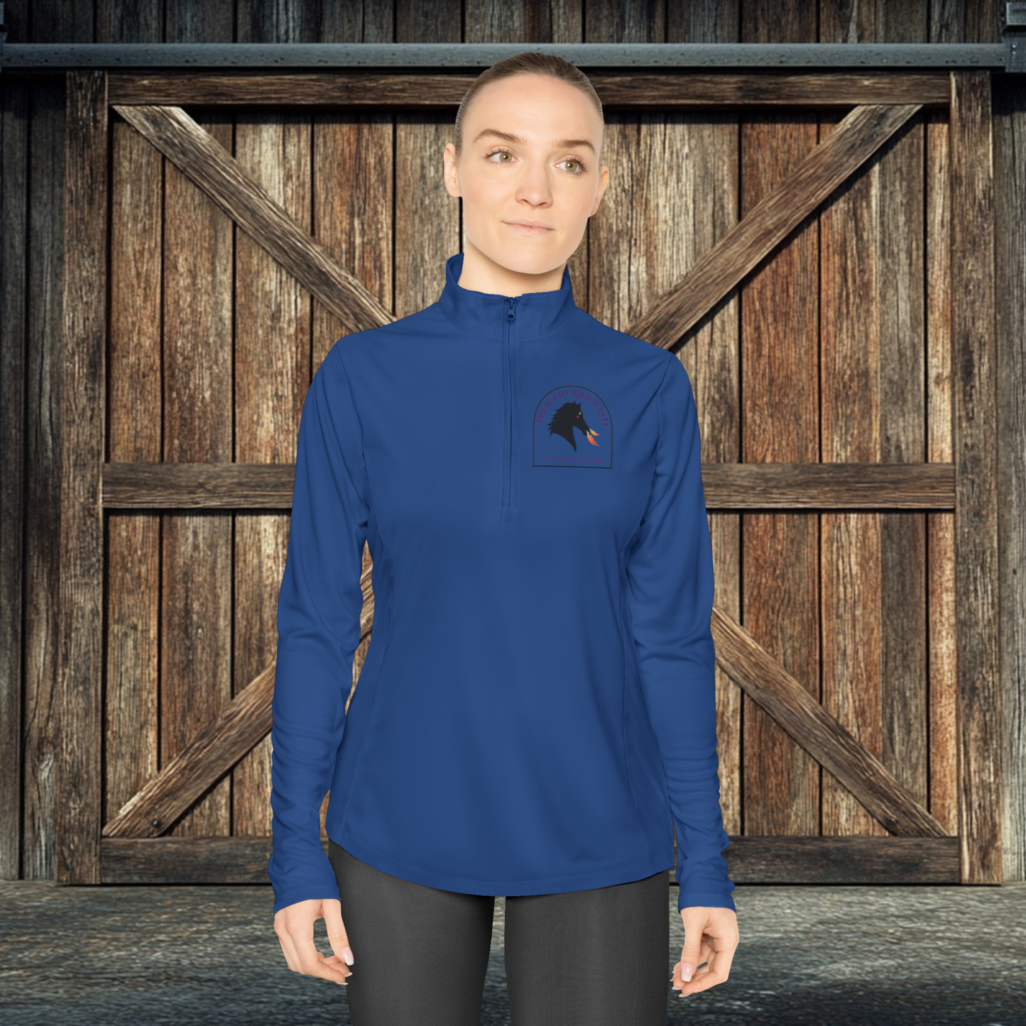 Dragon Rider Ltd Fire Breathing Horse Fantasy Equestrian Ladies Quarter-Zip Pullover