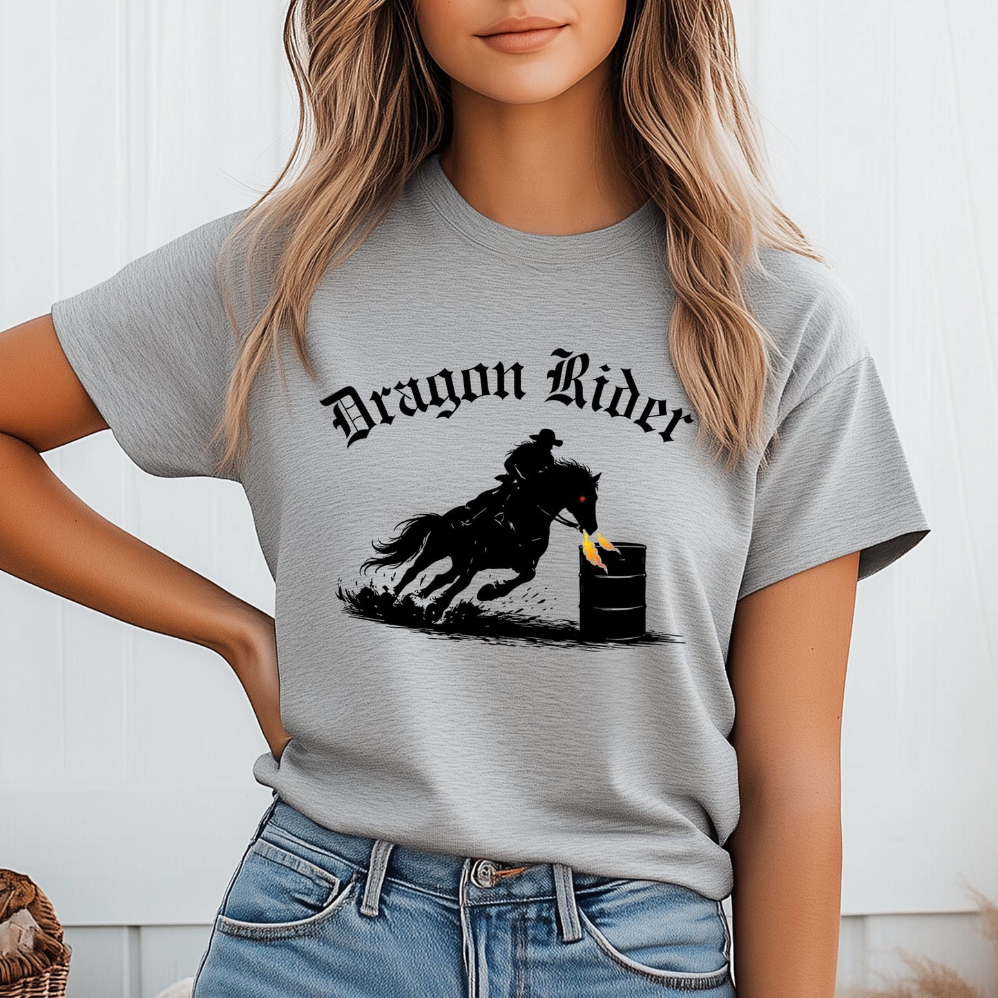 Dragon Rider Barrel Racer Equestrian Fire Breathing Horse Unisex Jersey Short Sleeve Tee