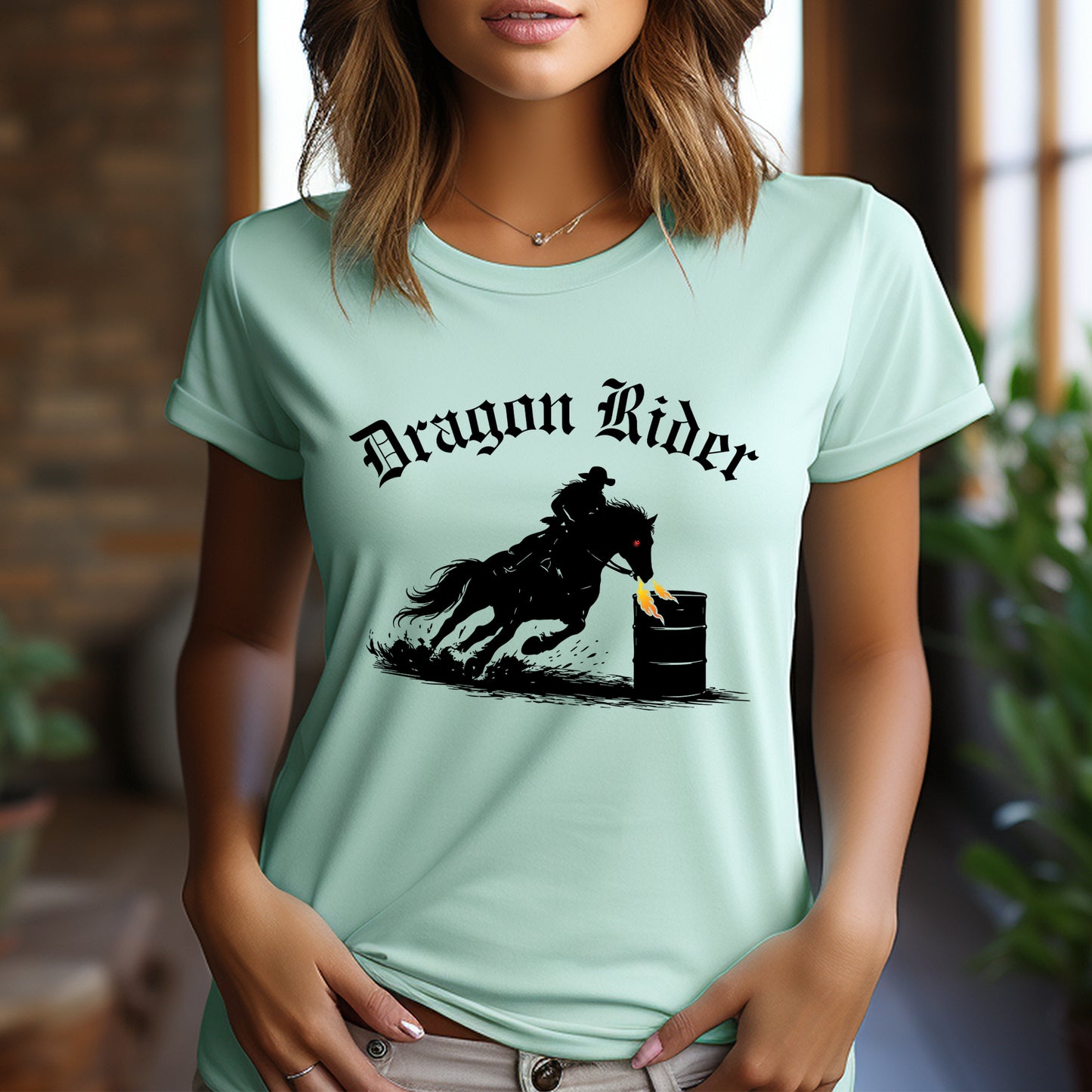 Dragon Rider Barrel Racer Equestrian Fire Breathing Horse Unisex Jersey Short Sleeve Tee