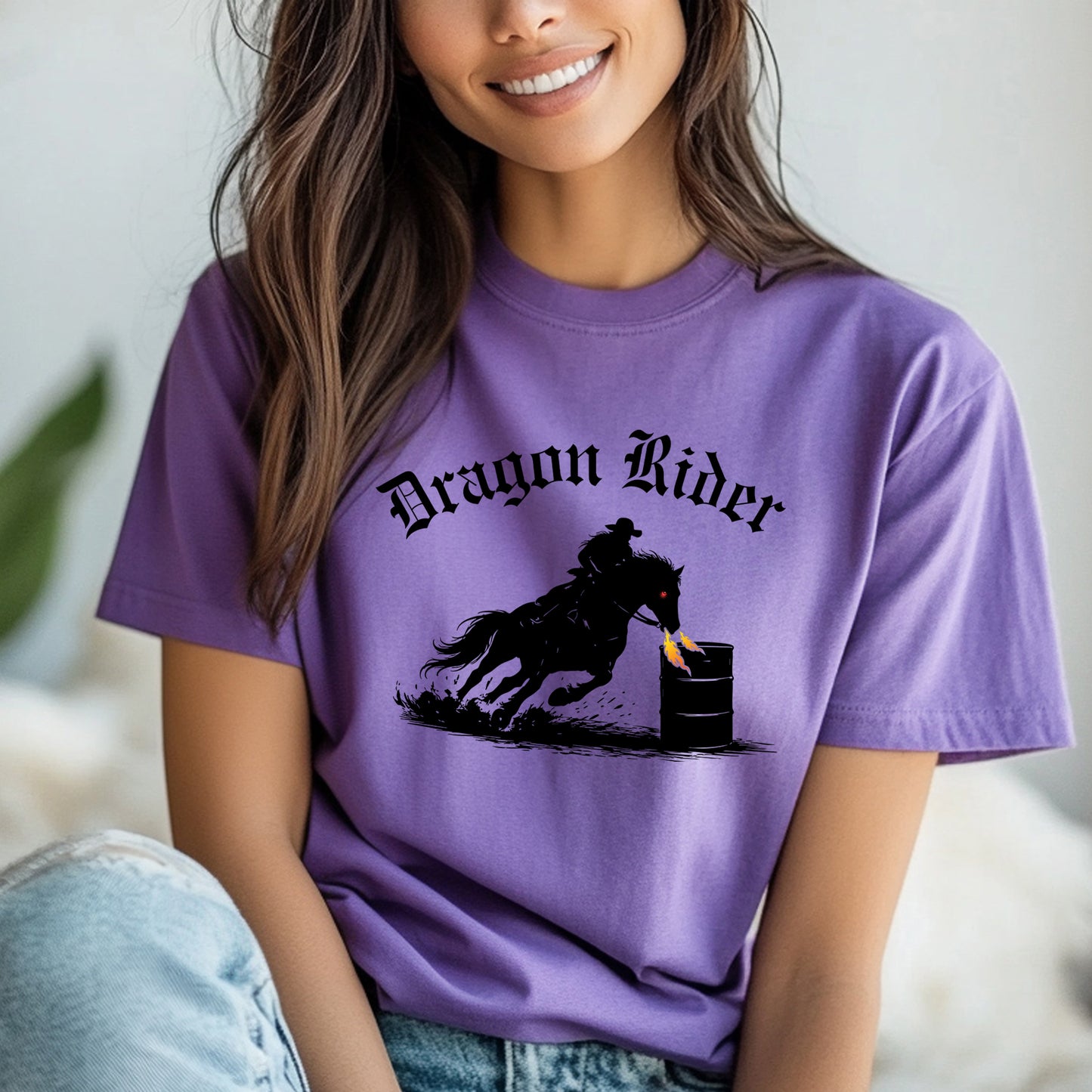 Dragon Rider Barrel Racer Equestrian Fire Breathing Horse Unisex Jersey Short Sleeve Tee