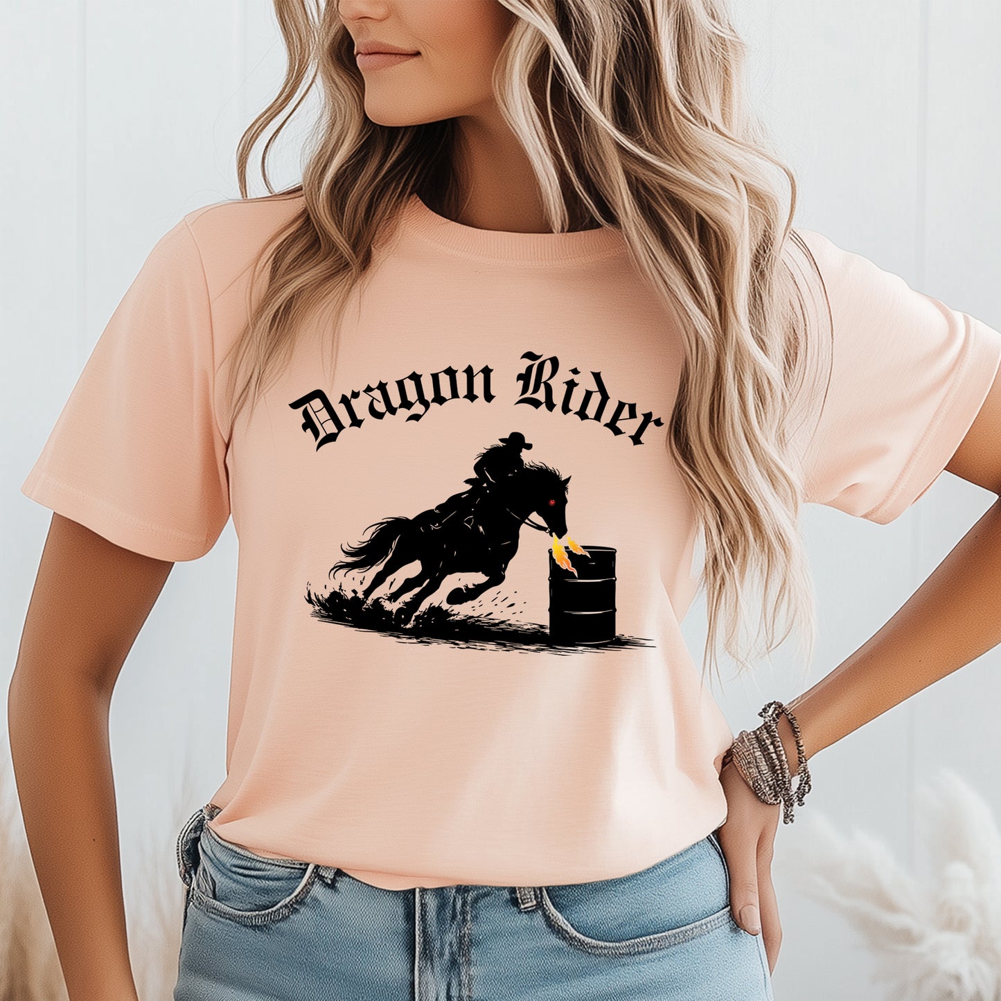 Dragon Rider Barrel Racer Equestrian Fire Breathing Horse Unisex Jersey Short Sleeve Tee