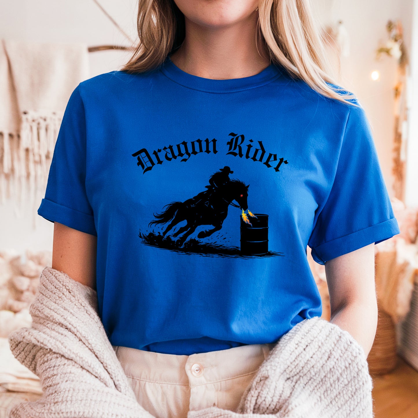 Dragon Rider Barrel Racer Equestrian Fire Breathing Horse Unisex Jersey Short Sleeve Tee