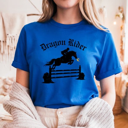 Dragon Rider Fire Breathing Horse Jumping Equestrian Fantasy Unisex Jersey Short Sleeve Tee