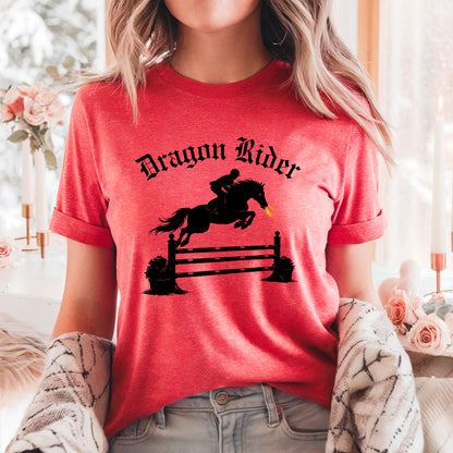 Dragon Rider Fire Breathing Horse Jumping Equestrian Fantasy Unisex Jersey Short Sleeve Tee
