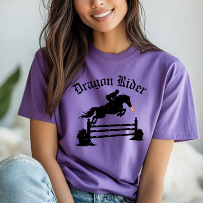 Dragon Rider Fire Breathing Horse Jumping Equestrian Fantasy Unisex Jersey Short Sleeve Tee