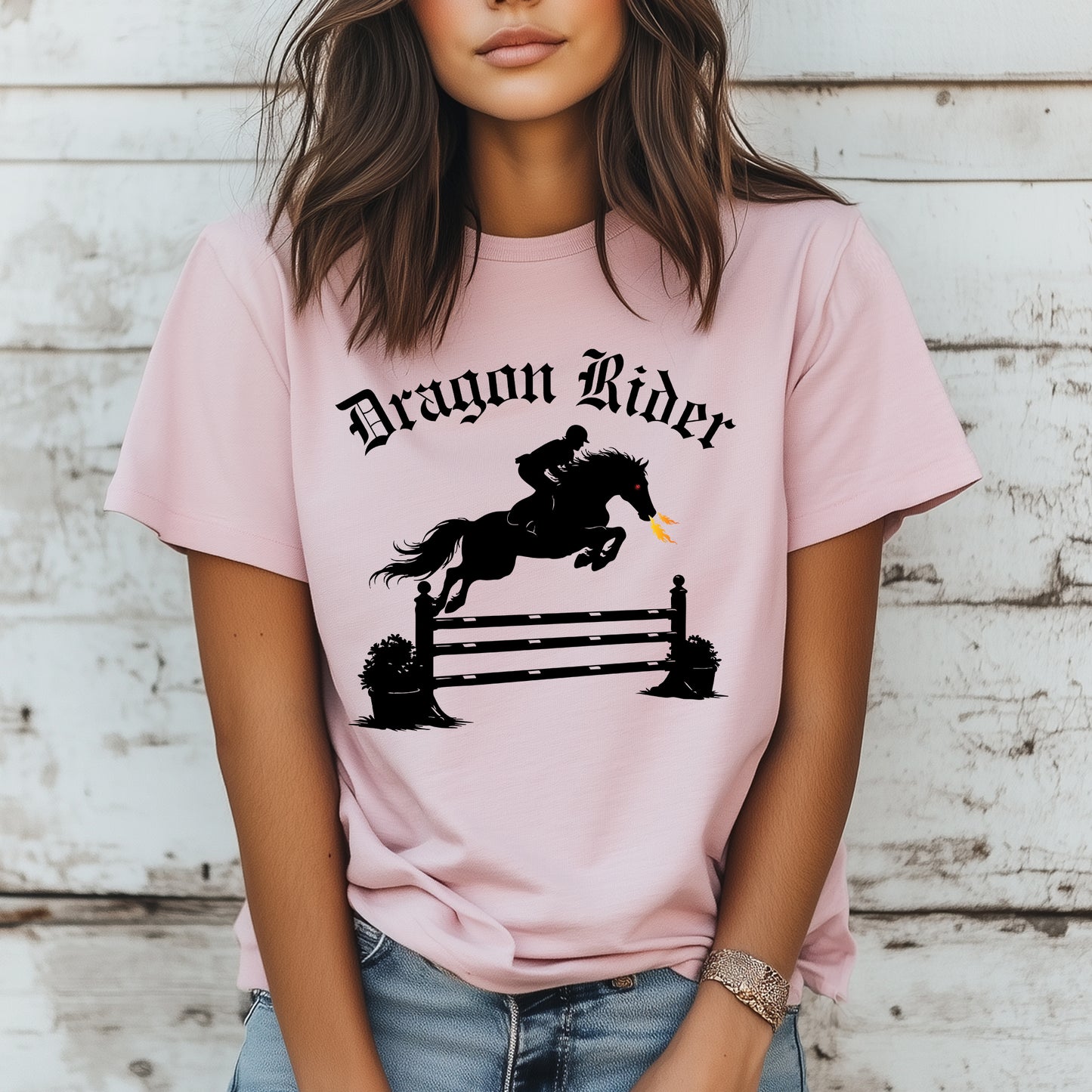Dragon Rider Fire Breathing Horse Jumping Equestrian Fantasy Unisex Jersey Short Sleeve Tee