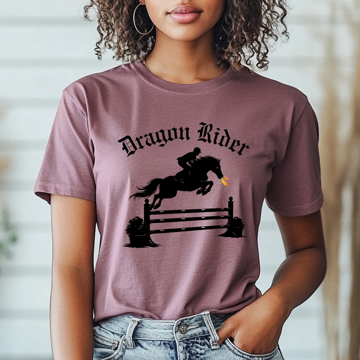 Dragon Rider Fire Breathing Horse Jumping Equestrian Fantasy Unisex Jersey Short Sleeve Tee