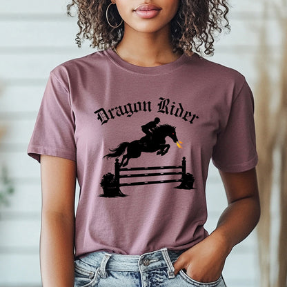 Dragon Rider Fire Breathing Horse Jumping Equestrian Fantasy Unisex Jersey Short Sleeve Tee