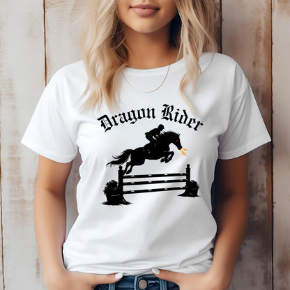 Dragon Rider Fire Breathing Horse Jumping Equestrian Fantasy Unisex Jersey Short Sleeve Tee