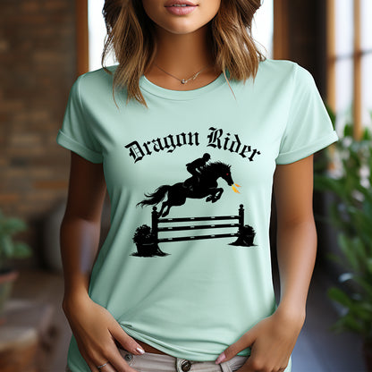 Dragon Rider Fire Breathing Horse Jumping Equestrian Fantasy Unisex Jersey Short Sleeve Tee