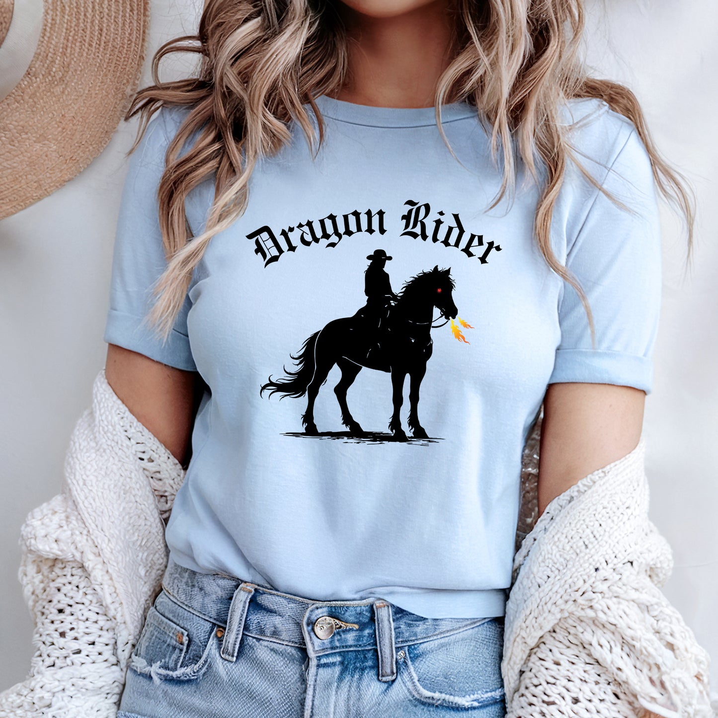 Dragon Rider Western Fire Breathing Horse Equestrian Fantasy Unisex Jersey Short Sleeve Tee