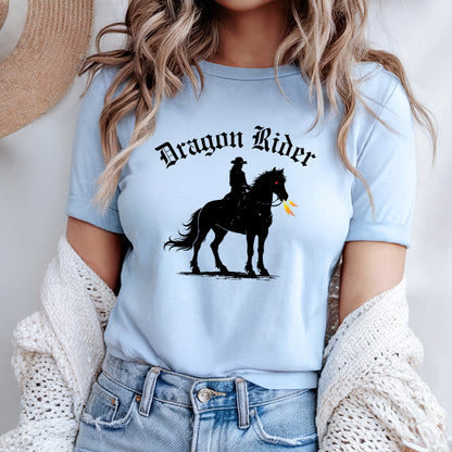 Dragon Rider Western Fire Breathing Horse Equestrian Fantasy Unisex Jersey Short Sleeve Tee