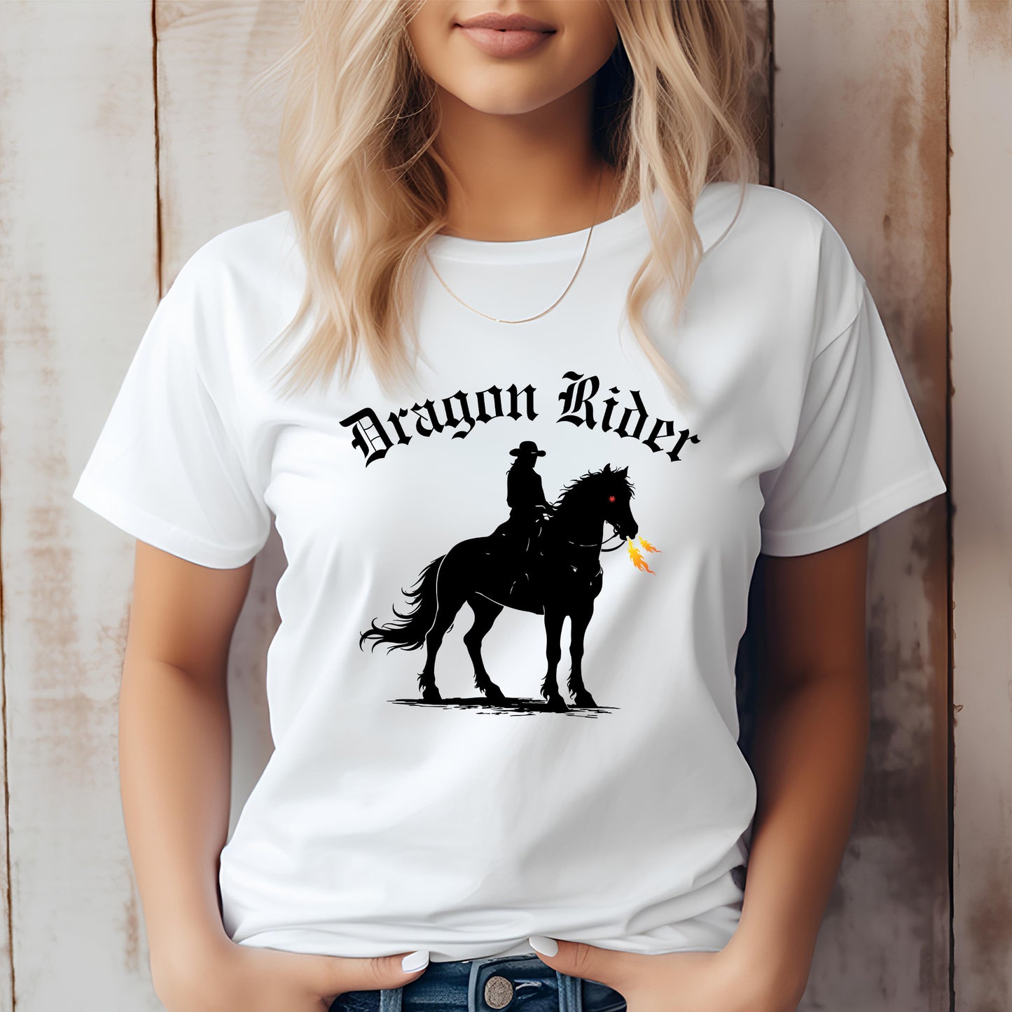 Dragon Rider Western Fire Breathing Horse Equestrian Fantasy Unisex Jersey Short Sleeve Tee