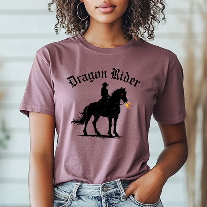 Dragon Rider Western Fire Breathing Horse Equestrian Fantasy Unisex Jersey Short Sleeve Tee
