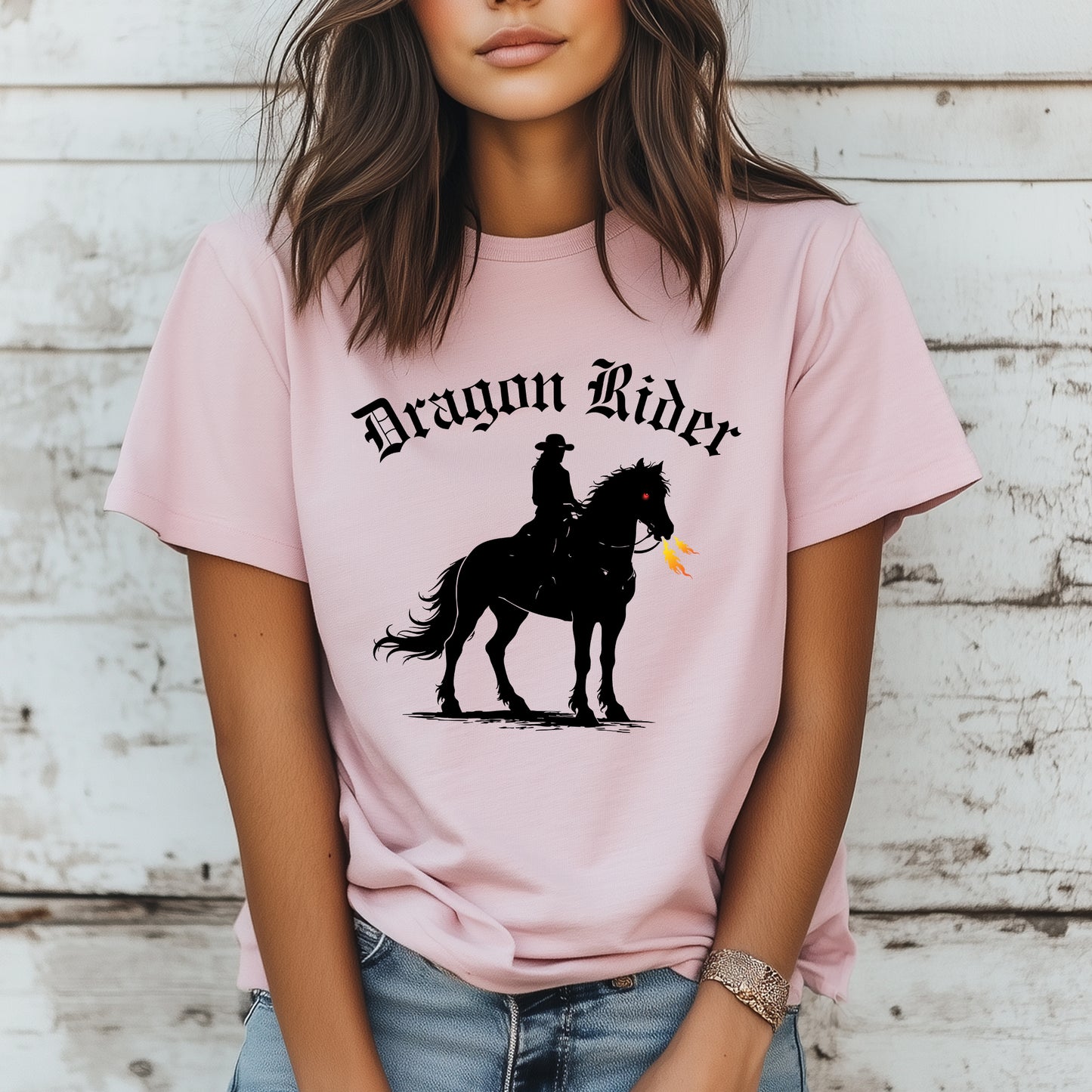 Dragon Rider Western Fire Breathing Horse Equestrian Fantasy Unisex Jersey Short Sleeve Tee
