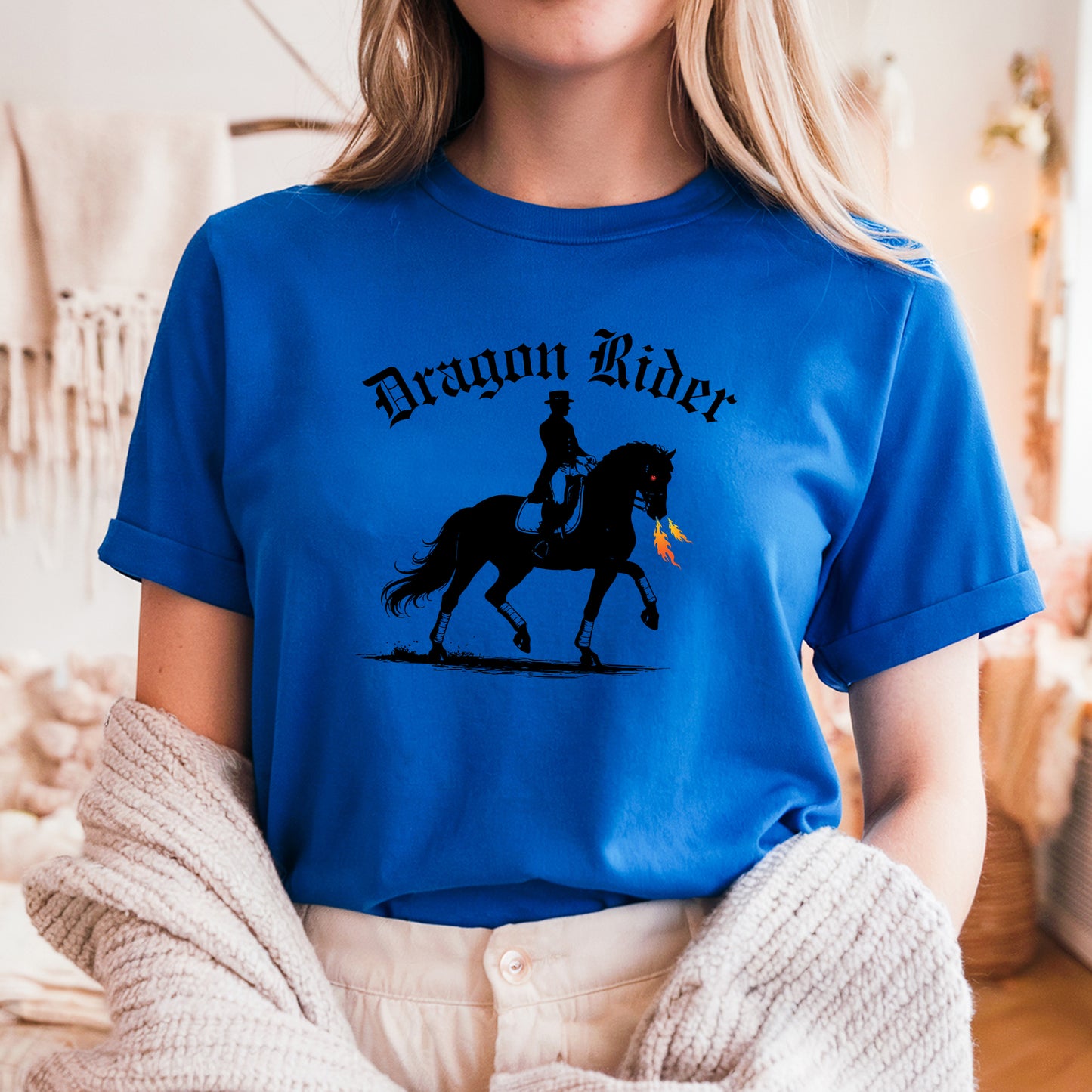 Dragon Rider Fire Breathing Horse Dressage Equestrian Fantasy Unisex Jersey Short Sleeve Tee