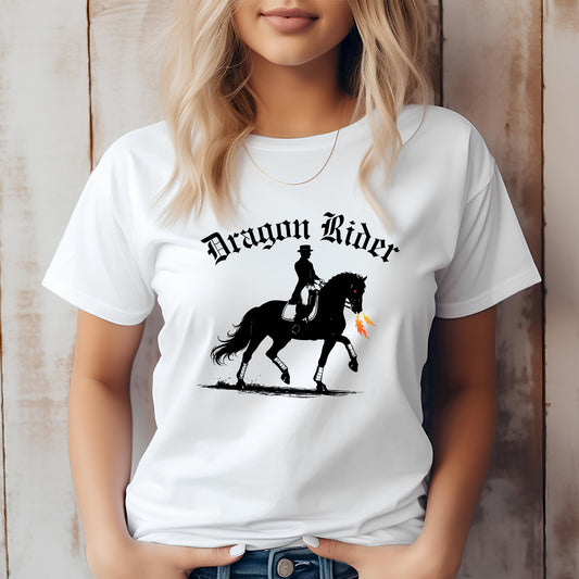 Dragon Rider Fire Breathing Horse Dressage Equestrian Fantasy Unisex Jersey Short Sleeve Tee