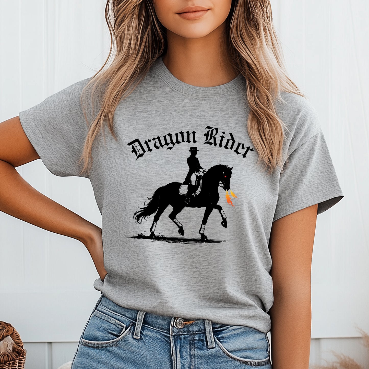 Dragon Rider Fire Breathing Horse Dressage Equestrian Fantasy Unisex Jersey Short Sleeve Tee