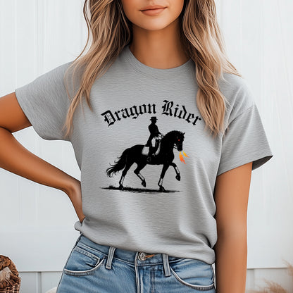 Dragon Rider Fire Breathing Horse Dressage Equestrian Fantasy Unisex Jersey Short Sleeve Tee