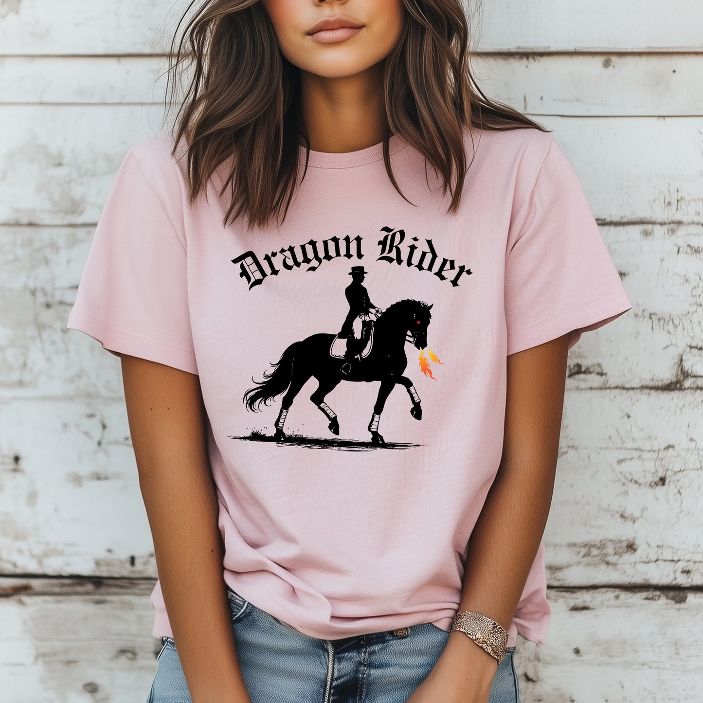 Dragon Rider Fire Breathing Horse Dressage Equestrian Fantasy Unisex Jersey Short Sleeve Tee