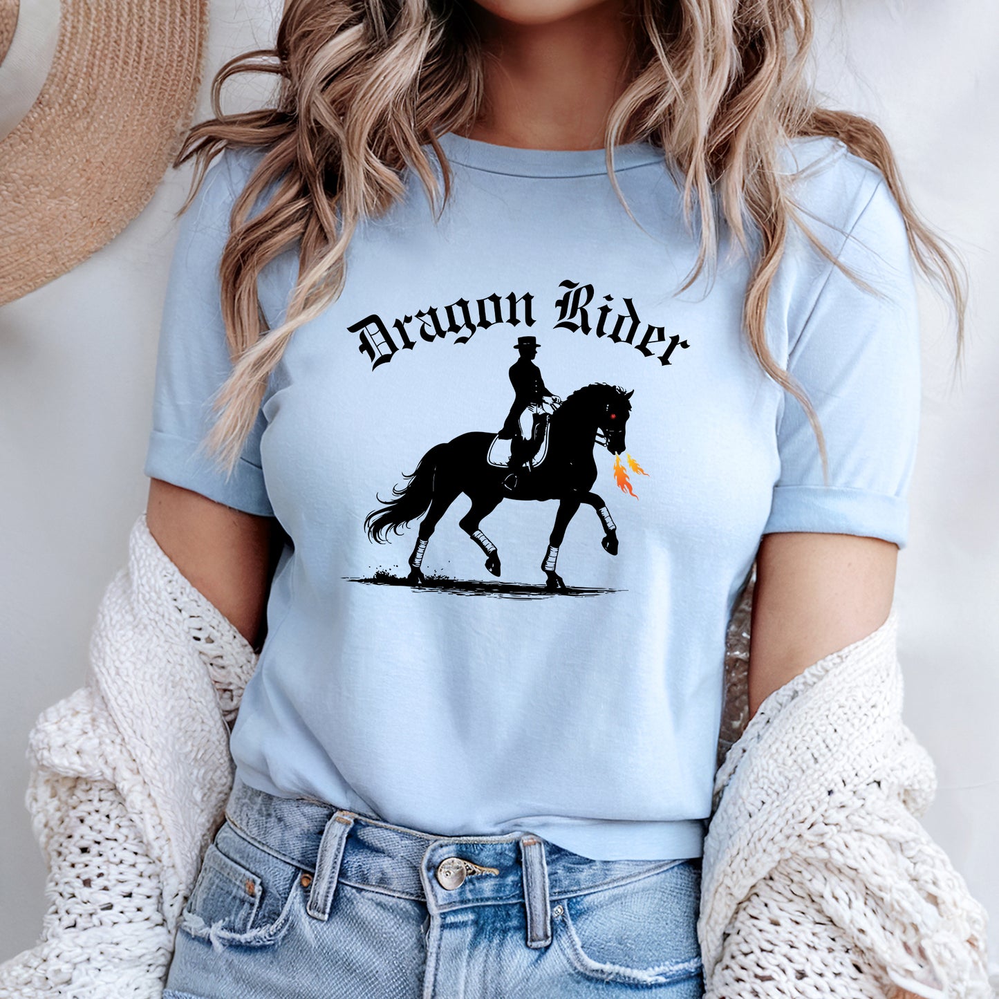 Dragon Rider Fire Breathing Horse Dressage Equestrian Fantasy Unisex Jersey Short Sleeve Tee