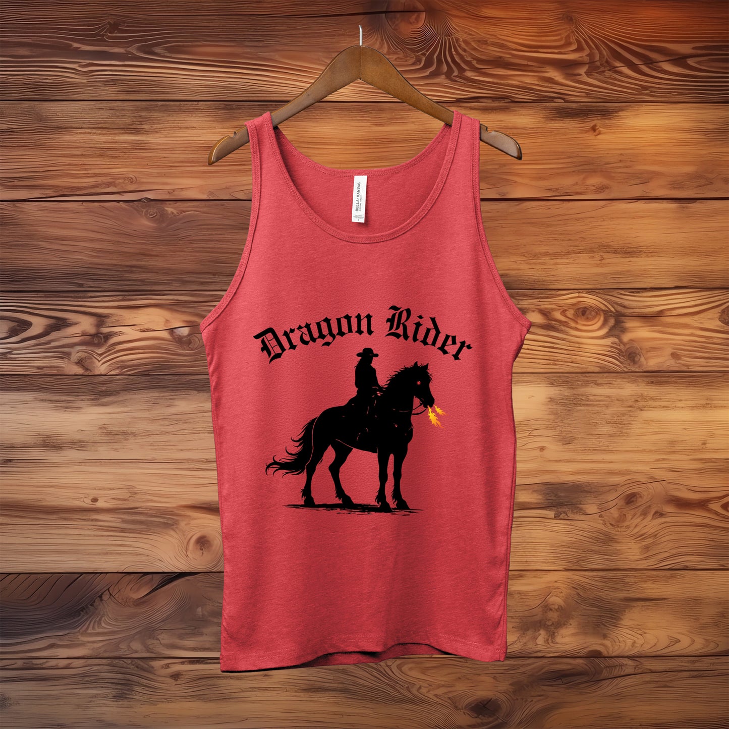 Dragon Rider Fire Breathing Horse Equestrian Fantasy Illustration Unisex Jersey Tank