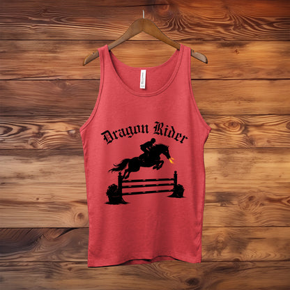 Dragon Rider Fire Breqthing Horse Jumping Equestrian Fantasy Unisex Jersey Tank