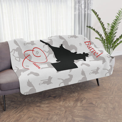 Barrel Racing Sherpa Blanket — 'Barrel Queen' Tan Cozy Throw