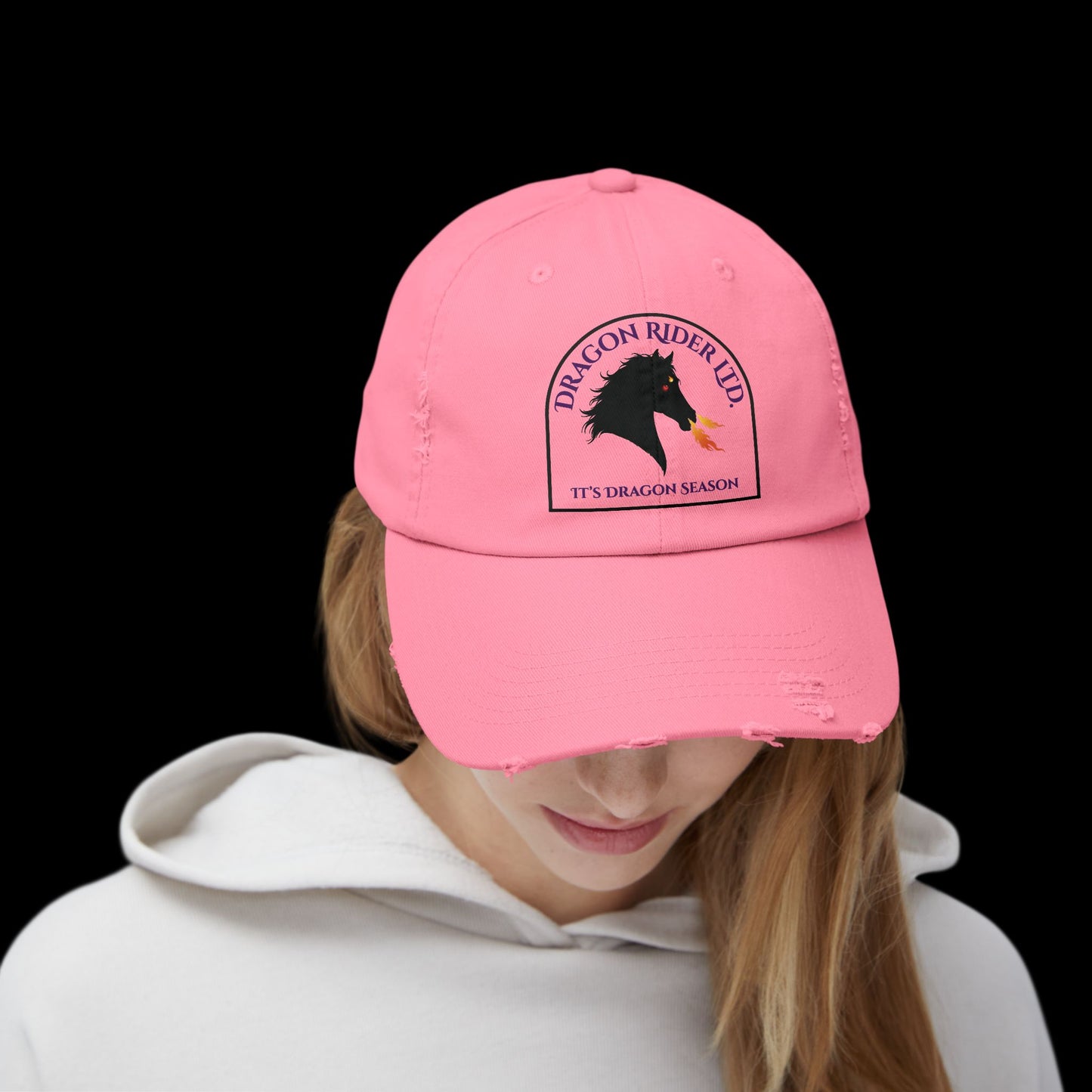 Dragon Rider Ltd Fire Breathing Horse Fantasy Equestrian Emblem Unisex Distressed Cap