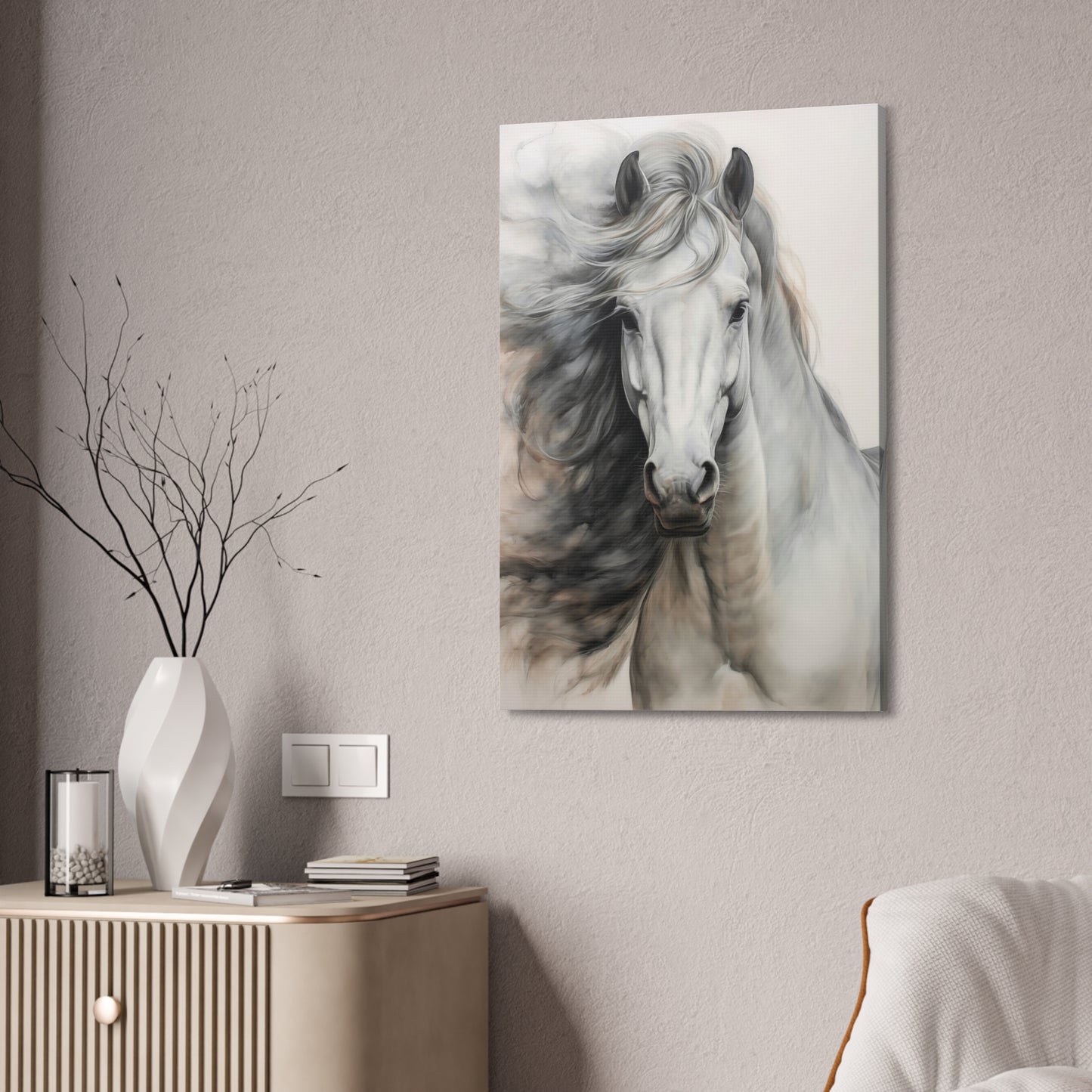 Majestic White Horse Canvas Print — Stretched 1.5" Wall Art