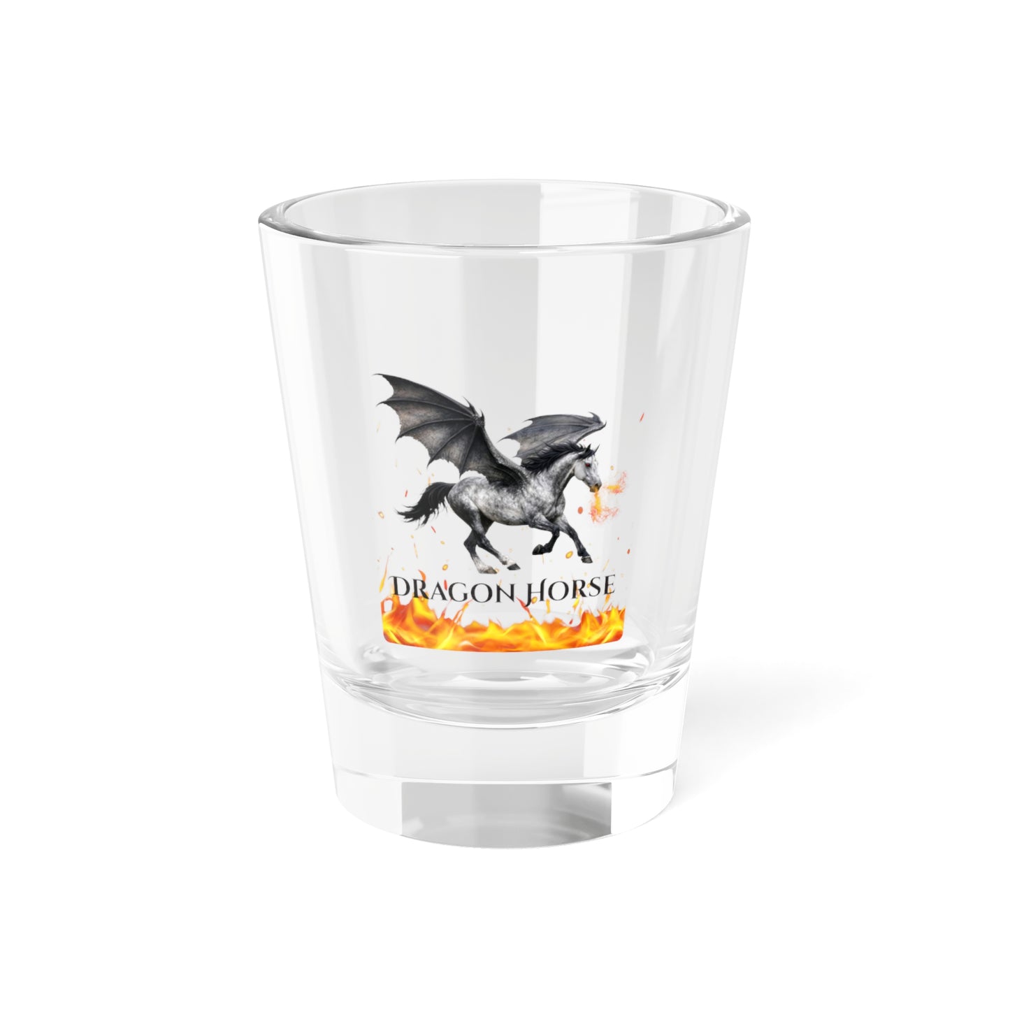 Dragon Horse Gray Winged Horse Fire Breathing Fantasy Equestrian Shot Glass